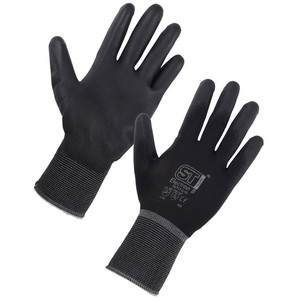 Image of PU coated nylon gloves, Black, P-A094035