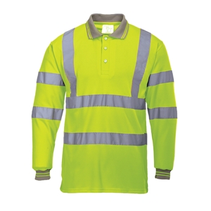 Image of Hi-vis long sleeve polo shirt, Yellow, P-C15SHV52