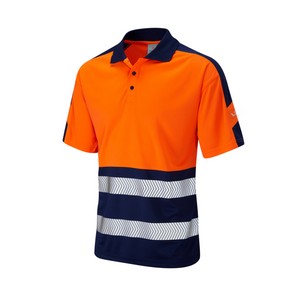 Image of Hi-vis two-tone polo shirt, Orange/Navy, P-C15SHV65