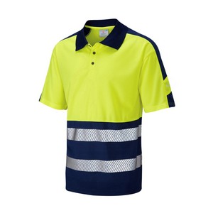 Image of Hi-vis two-tone polo shirt, Yellow/Navy, P-C15SHV65