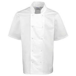 Image of Studded front short sleeve chefs jacket, P-C04PR664
